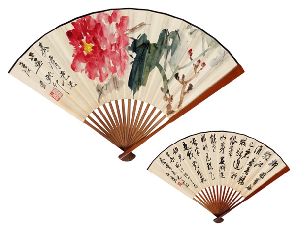 PEONY, CALLIGRAPHY 折紙牡丹、行書《皖行絕句》 by Tang Yun and Bai Jiao on artnet